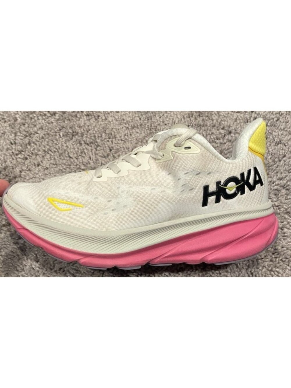 HOKA One One CLIFTON 9 Women's Size 7.5 B Shoe 1127896 EBDB Pink White
